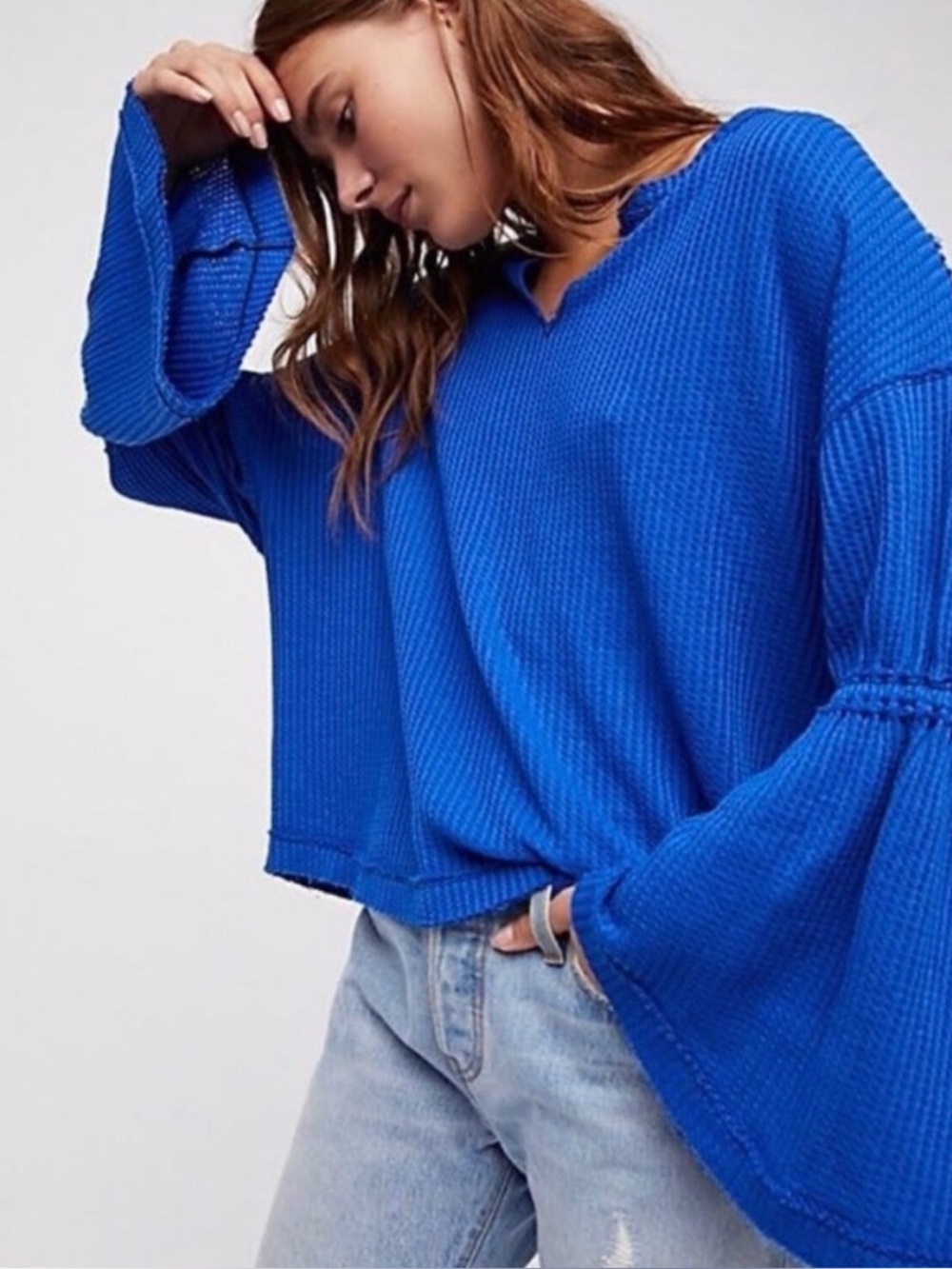 We The Free by Free People Dahlia Thermal Bell Sleeve Top